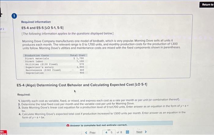  Required information E5-4 and E5-5 [LO 5-1, 5-5] [The following information