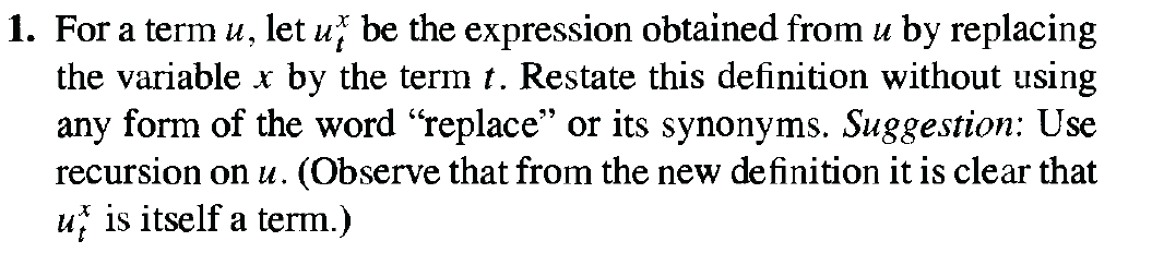  1. For a term u, let u be the expression obtained