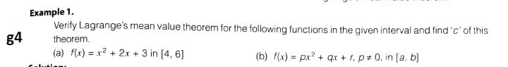 g4 Example 1. Verity Lagrange's mean value theorem for the following