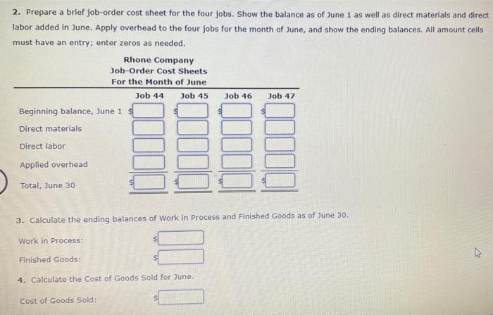 Balance of WIP, Finished Goods, and COGS At the beginning of June,