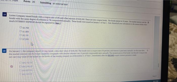 help with #19 and #20 please TAL pm Points 20 Submitting an