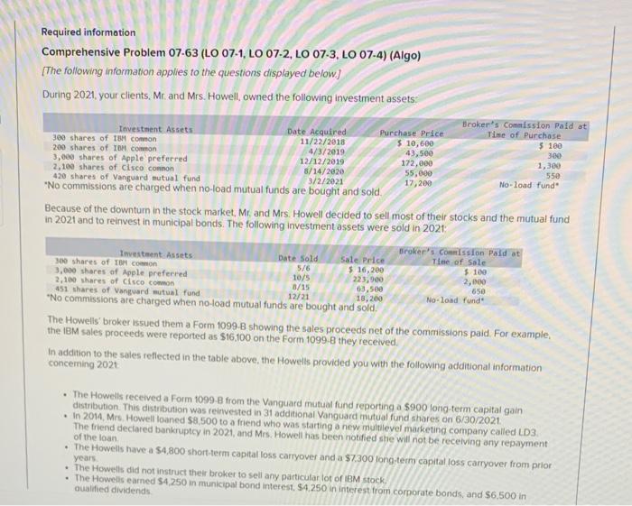 Please answer the question given in the photo. Required information Comprehensive Problem