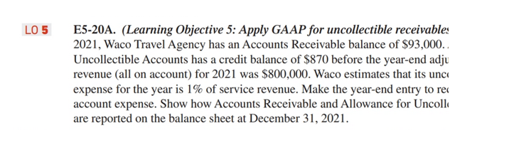  5-20 Please show all work. LO 5 E5-20A. (Learning Objective 5:
