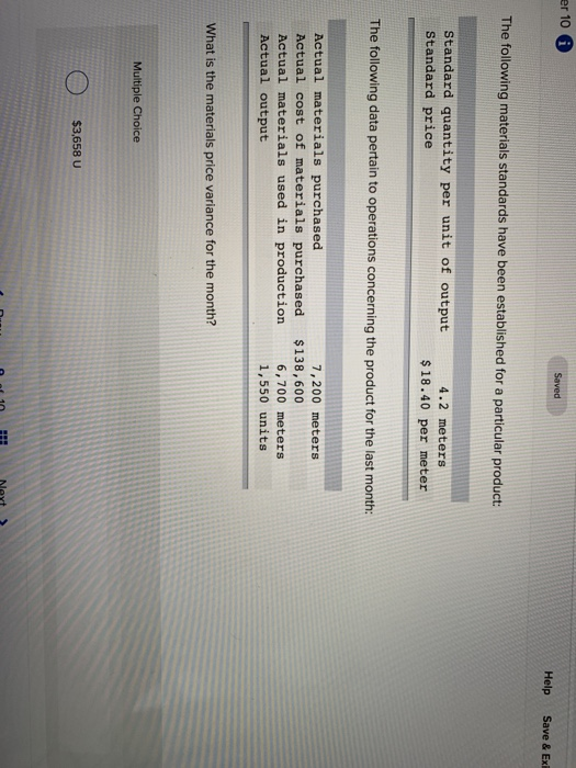  er 100 Saved Help Save & Ex The following materials standards