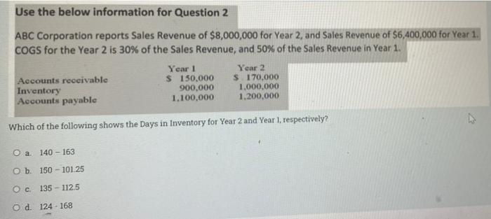 Revenue of $8,000,000 for Year 2, and Sales Revenue of $6,400,000 for