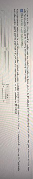  Consider how Root Valley Brook Park Lodge could use capital budgeting