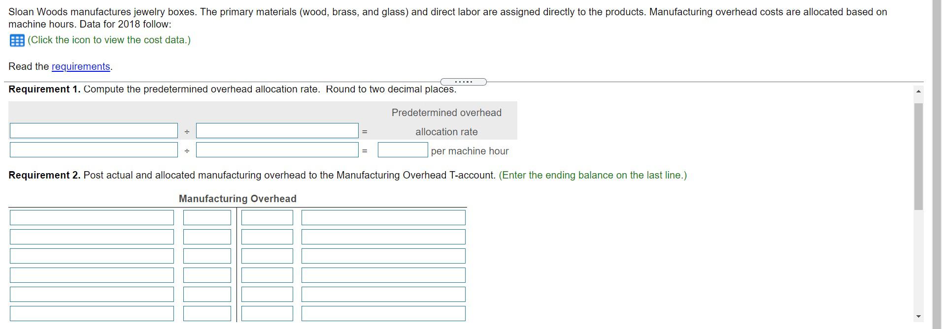 predetermined overhead allocation rate. Round to two decimal places. 2. Post actual