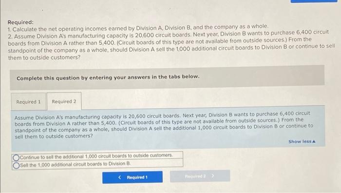 circuit boards. The boards can be sold elther to Division B of