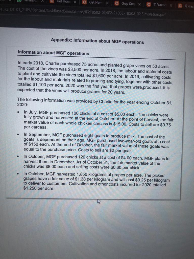 Simulation (30 minutes) Meadow Green Farms (MGF) is a farm located in