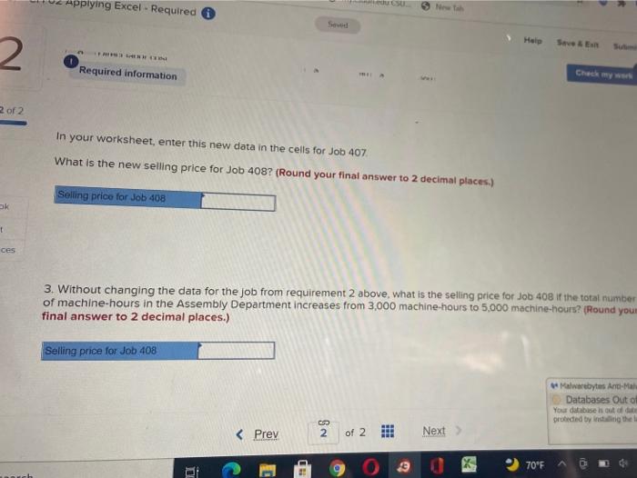 Check my we Chapter 2: Applying Excel: Exercise (Part 2 of 2)