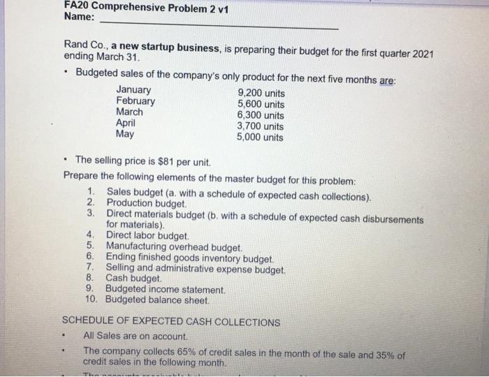 and sell 95,000 units during the year. One of Rand's sales representatives