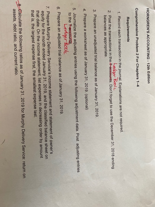 of Comprehensive Problem 1. Murphy Delivery Service has completed closing entries and