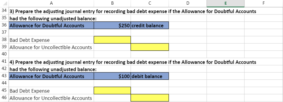 Receivable Schedule and the corresponding journal entries. Use the information included in