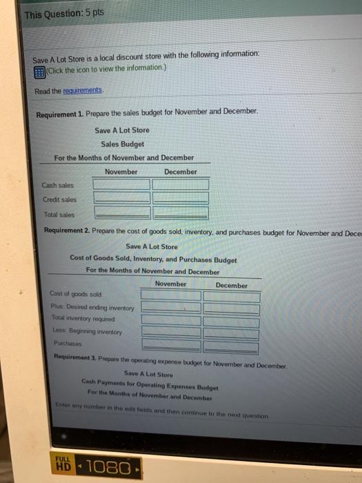 les budget for November and December Store voget ber December - X