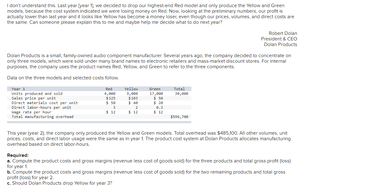  I don't understand this. Last year [year 1), we decided to