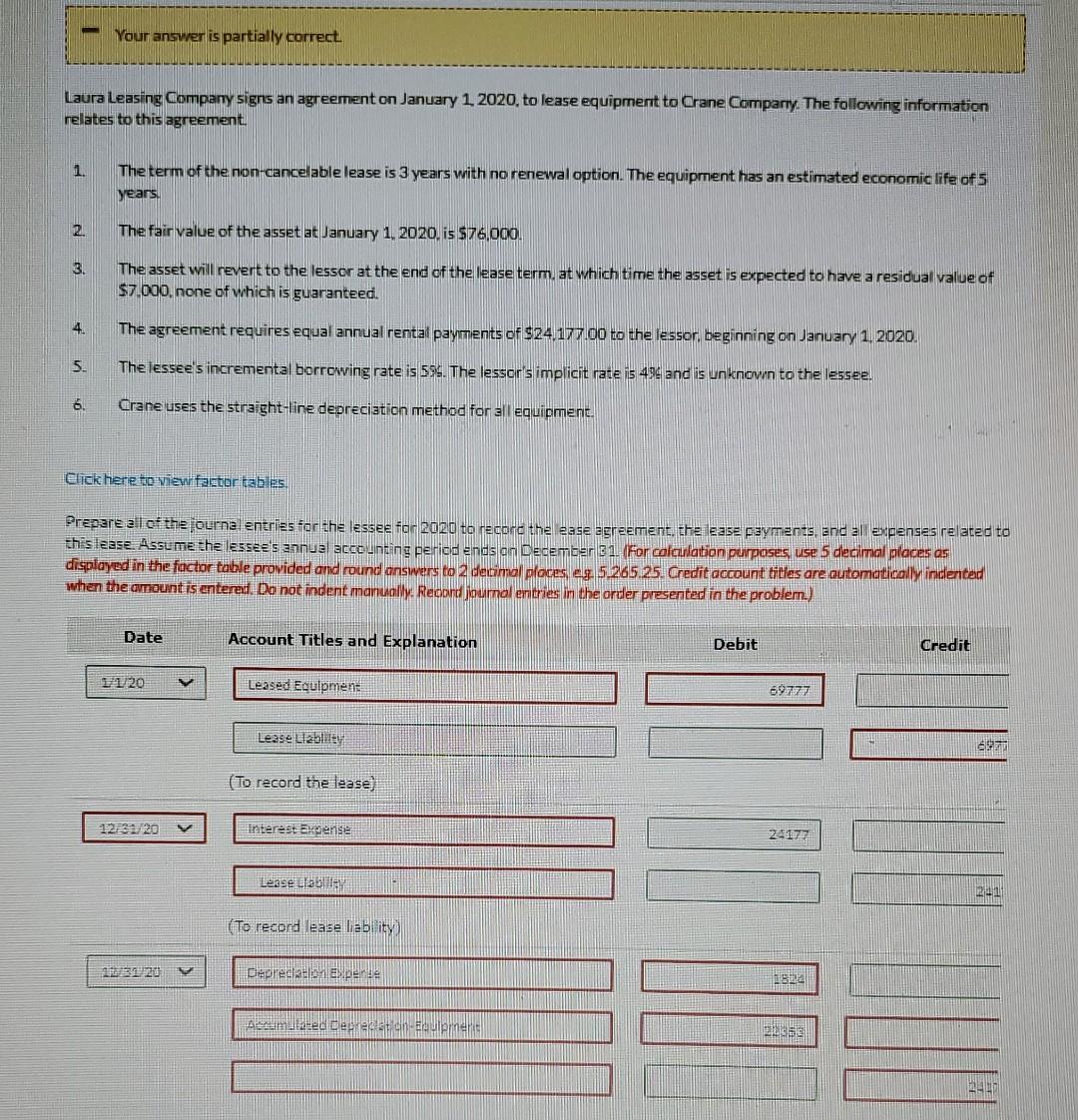 h9w do I do this? Your answer is partially correct Laura Leasing