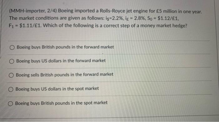  (MMH-importer, 2/4) Boeing imported a Rolls-Royce jet engine for 5 million