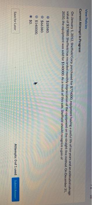  View Policies Current Attempt in Progress On January 1, 2012, Sheffield