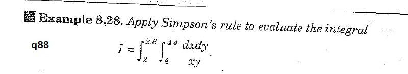 Example 8.28. Apply Simpson's rule to evaluate the integral 988 22.6