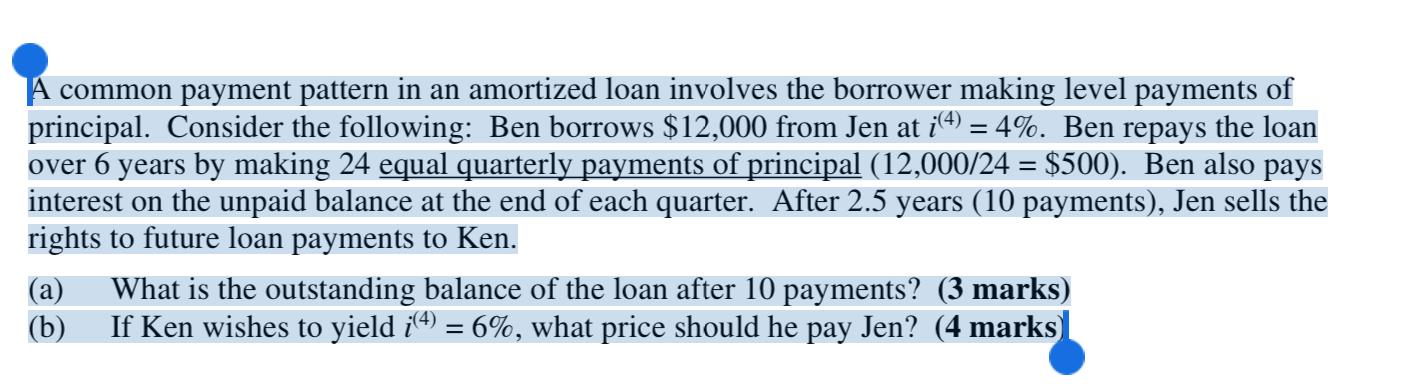 A common payment pattern in an amortized loan involves the borrower making