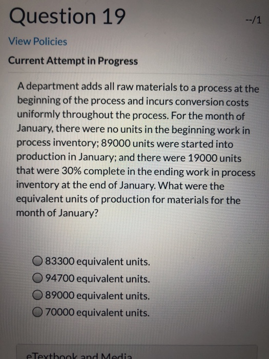 Question 19 View Policies Current Attempt in Progress A department adds