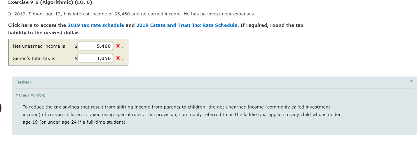  Exercise 9-6 (Algorithmic) (LO. 6) In 2019, Simon, age 12, has