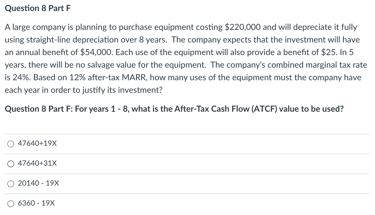 equipment costing $220,000 and will depreciate it fully using straight-line depreciation over