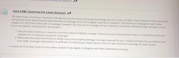 bodily and property damage due to an auto accident. These minimum limits