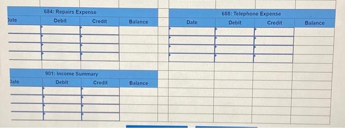 Insurance Expense 640 Rent Expense 650 Office Supplies Expense 684 Repairs Expense