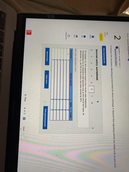 accounts. Its unadjusted trial balance as of December 31 follows along with