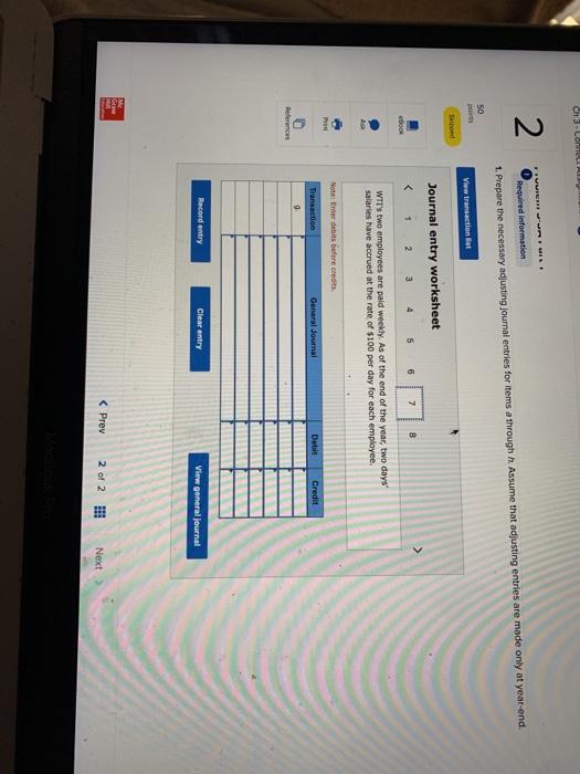 descriptions of items a through h that require adjusting entries on December