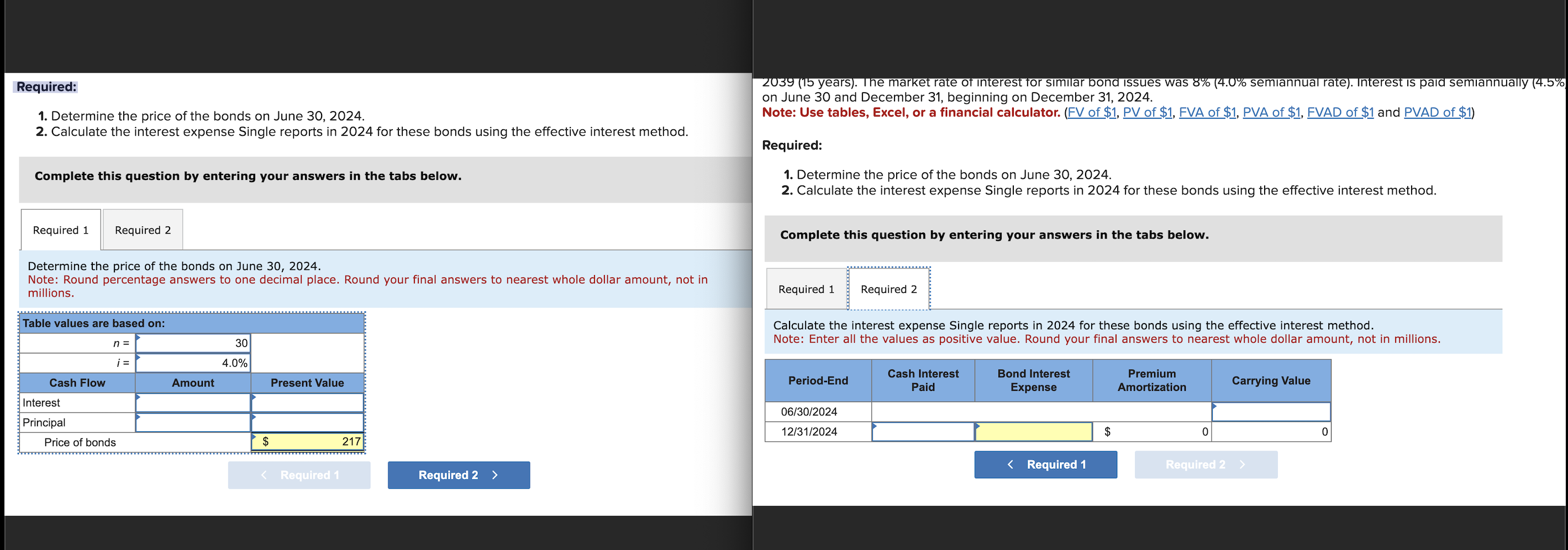  2039(15 years). Ihe market rate of interest for similar bond issues