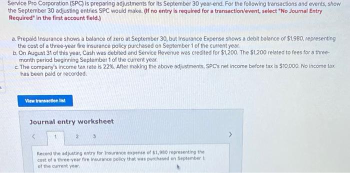 Could use some help please! Service Pro Corporation (SPC) is preparing adjustments