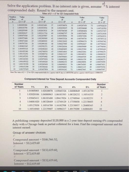 given, assume compounded daily. Round to the nearest cent. Wales for Compounded