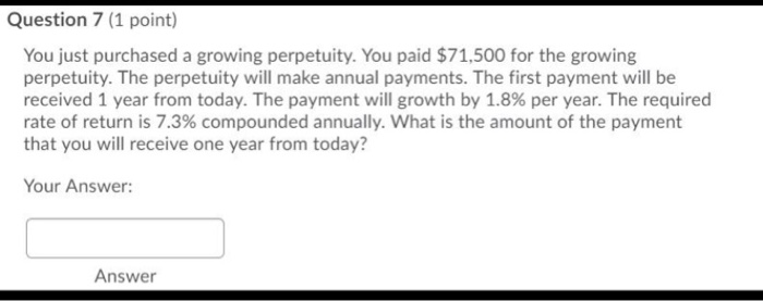  SOLVE USING EXCEL PLEASE ! Question 7 (1 point) You just