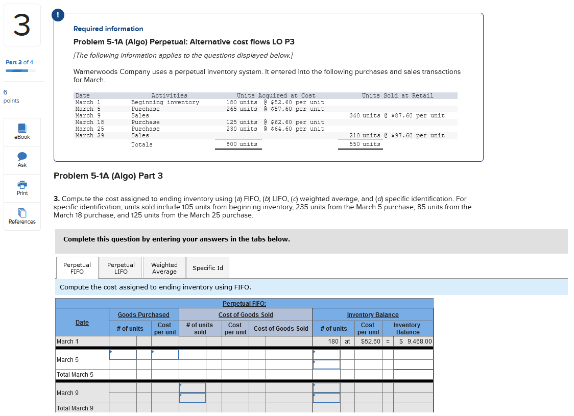  3 Required information Problem 5-1A (Algo) Perpetual: Alternative cost flows LO