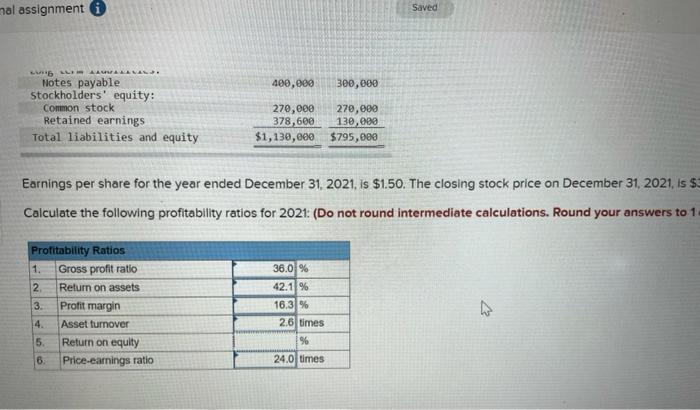 Statement For the year-ended December 31, 2021 Sales revenue $2,483,300 Cost of