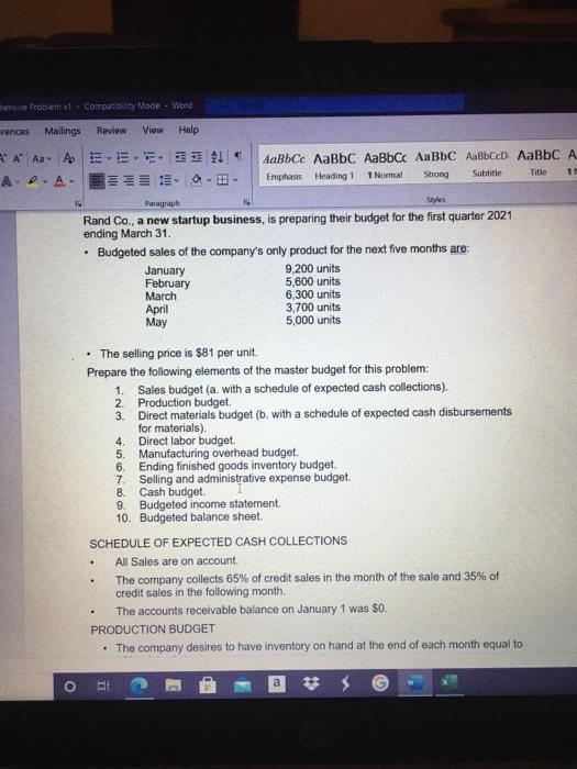 A Paragraph Styles . . . The accounts payable balance on December