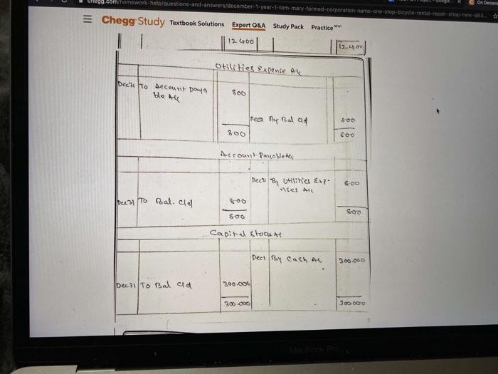 2. Dec. 1: Paid $9000 to Roseland Management as three months' advance