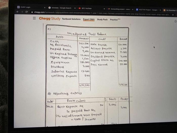 rent on the building formerly occupied by Fix-it-right. Dec 4: Purchased office