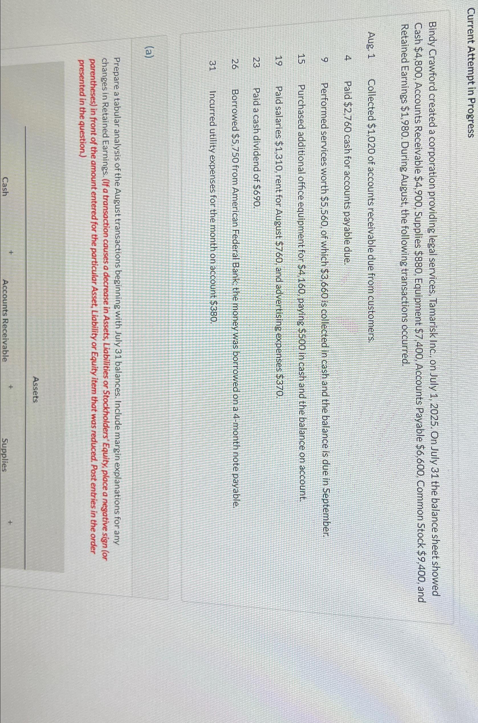  Current Attempt in Progress Bindy Crawford created a corporation providing legal