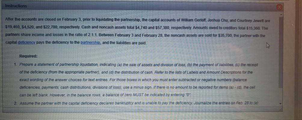 please help me with creating a statement of partnership liquidation and