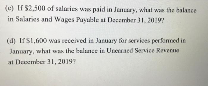 adjusted trial balance of XYZ Company at January 31, 2020, shows the