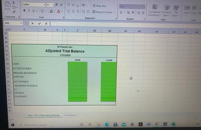 and casualty Insurance $ 2,400 cash from 1/1 to 12/31/2020 1/1/20 Si