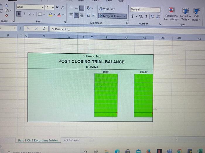 account 1/15/20 Si Puedo Inc. earned $ 8,000 for work completed in