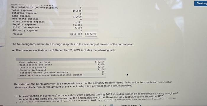 sells extermination products manufactured by other companies. Following is the company's unadjusted