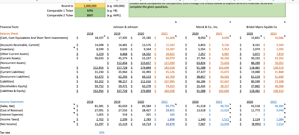 please help me with question 5 Round to Comparable 1 Ticker