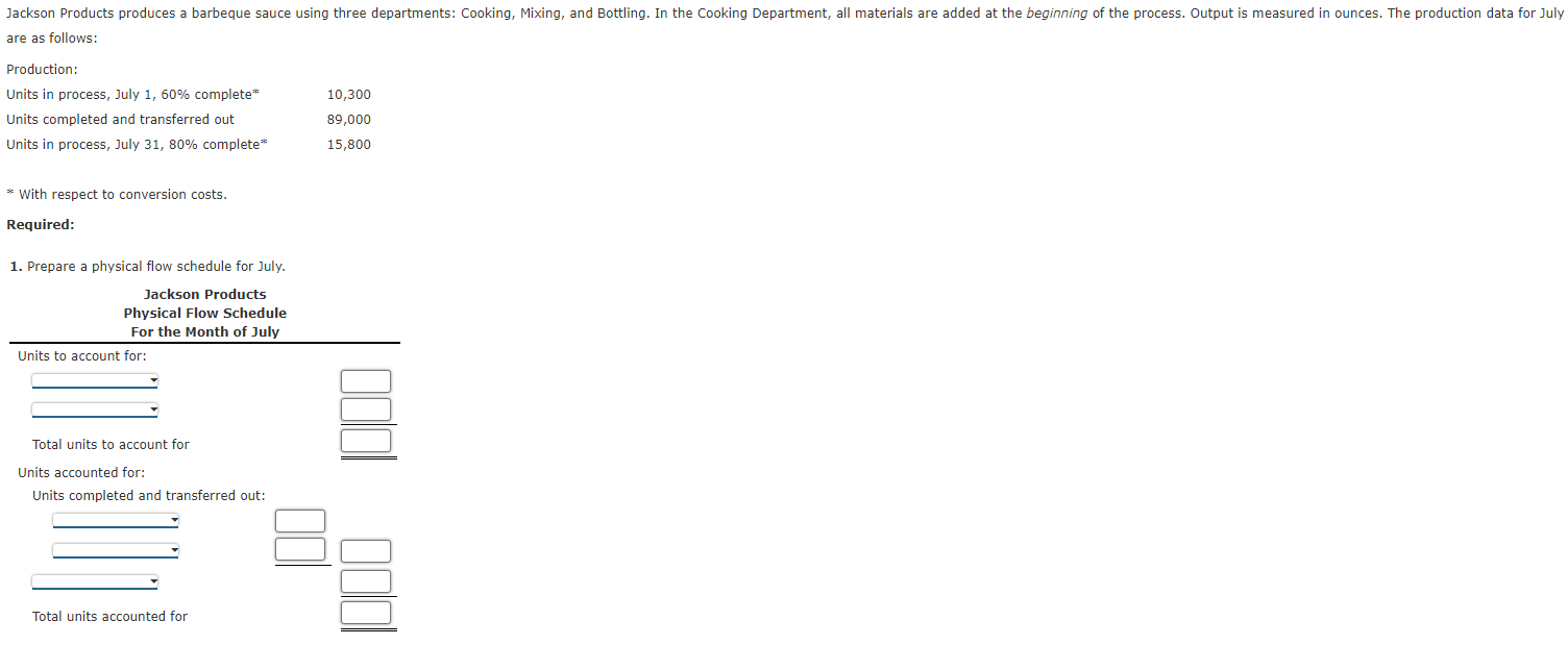 Drop down menus for #1 in order from left to right -