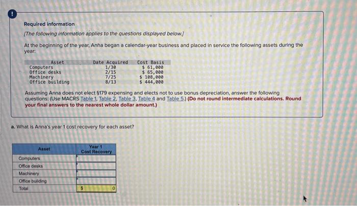 please help me answer this before 8pm Required information (The following Information