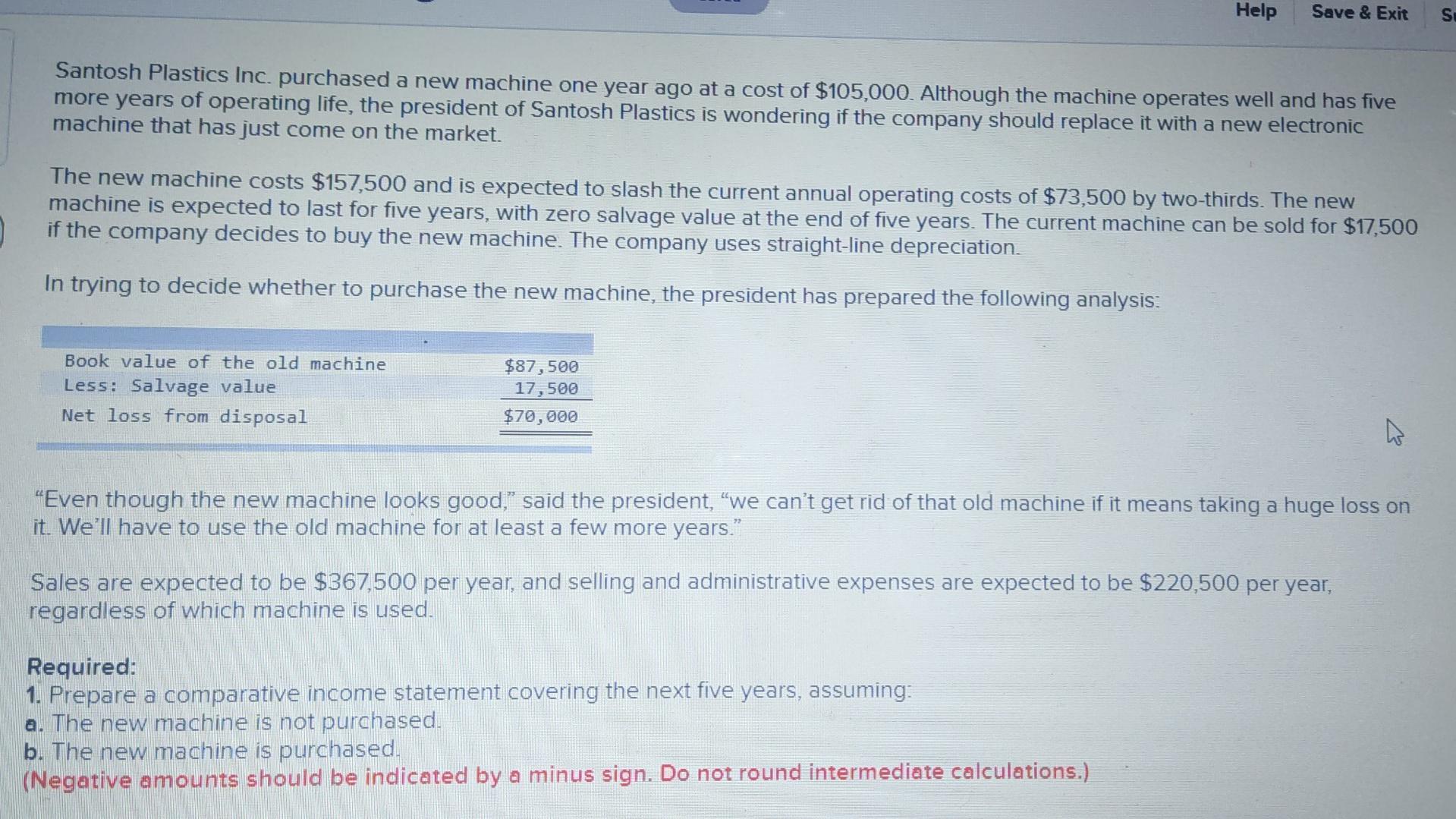  Help Save & Exit S Santosh Plastics Inc. purchased a new
